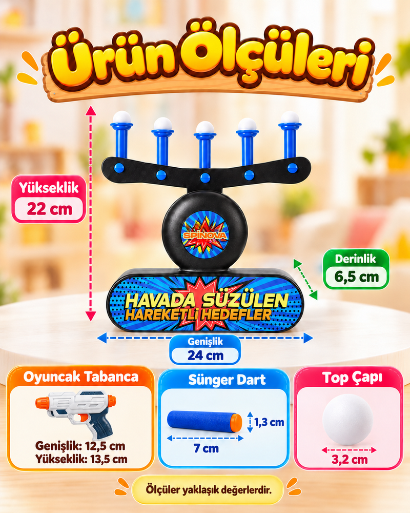 Havada Süzülen Hedef Vurma Oyunu - 2 Tabancalı Sünger Dart Seti