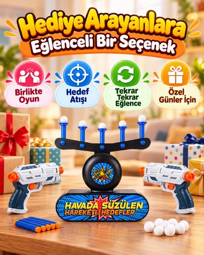 Havada Süzülen Hedef Vurma Oyunu - 2 Tabancalı Sünger Dart Seti