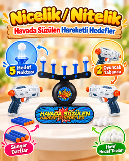 Havada Süzülen Hedef Vurma Oyunu - 2 Tabancalı Sünger Dart Seti